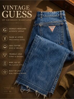 Vtg 80s Guess Georges Marciano Men Style 116 Jeans Blue Acid Wash Talon Fly